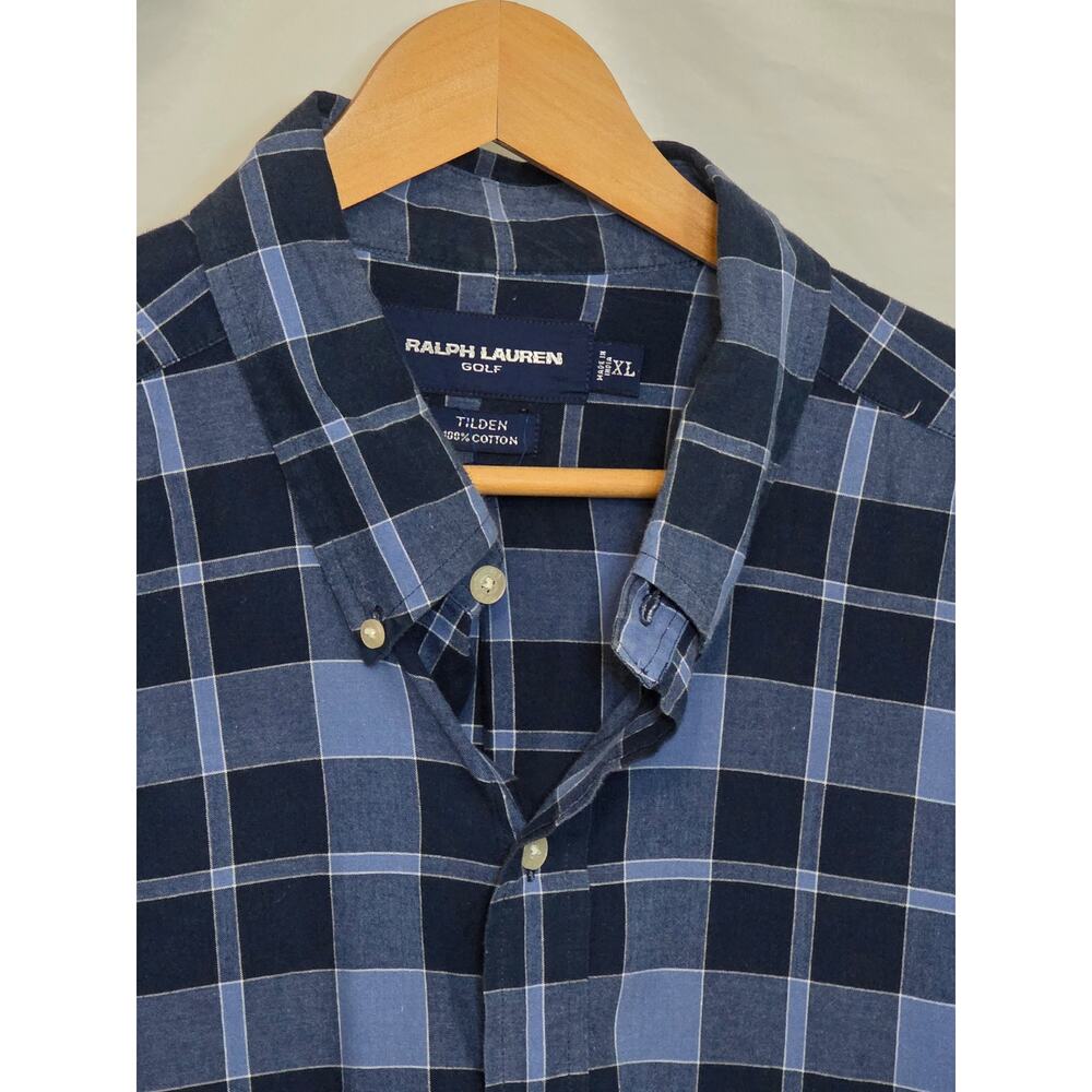 Ralph Lauren Golf Tilden Blue Plaid Short Sleeve Preppy Button-Up Shirt Size XL - Picture 4 of 4